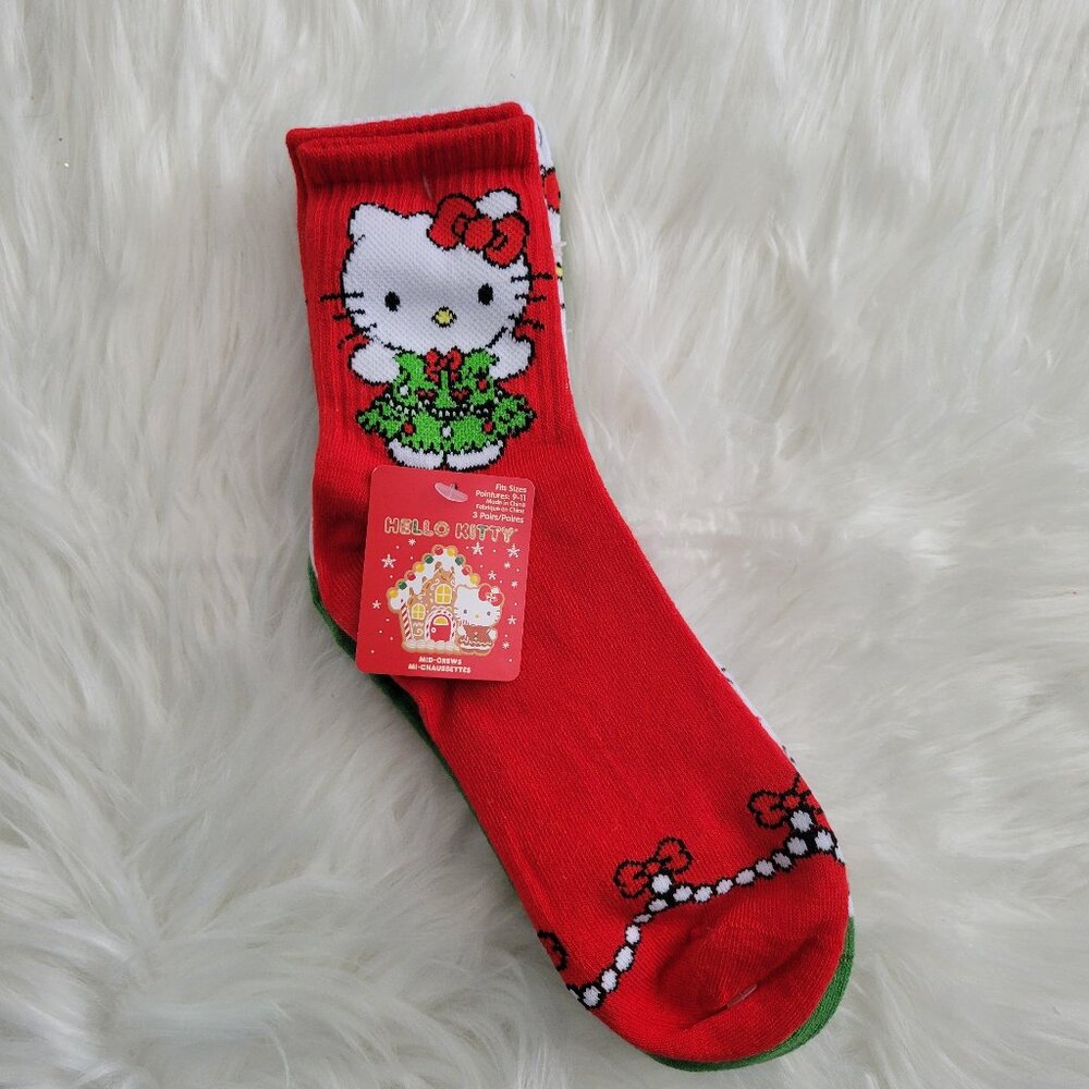 Hello Kitty Christmas Mid-Crew Socks